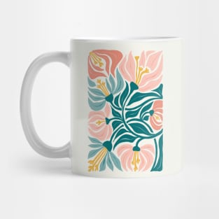 Pink Teal Abstract Flowers Mug